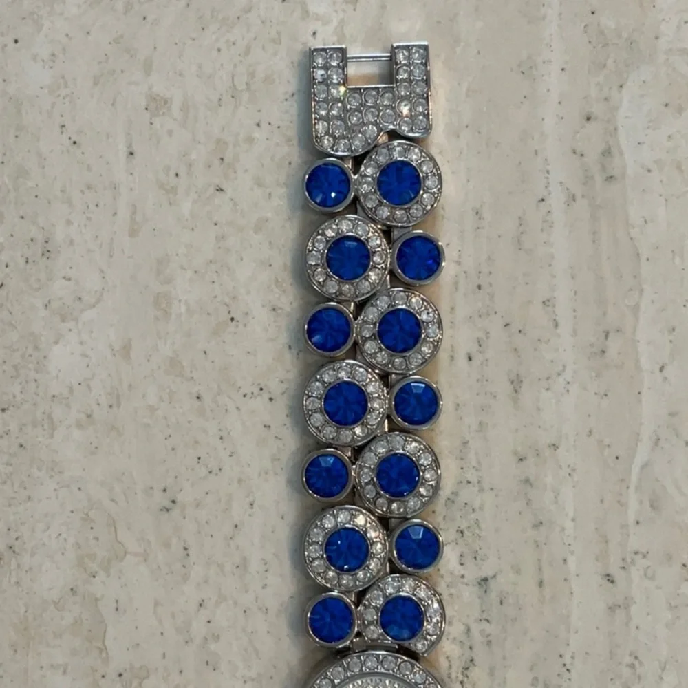 Swarovski Crystal Watch Suzanne Somers Simulated Diamonds & Sapphires Vintage